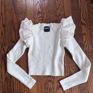 Katie J NYC White Ruffle Sleeve Top